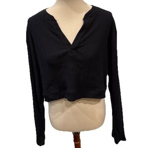 Isabel by Ingrid & Isabel Maternity Cropped Ribbed Henley Shirt NWT